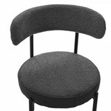 Grey Boucle Dining Chairs Set of 2,Mid-Century Modern Curved Backrest Chair,Round Upholstered W2533P170094