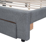 Teddy Fleece Queen Size Upholstered Platform Bed with Drawer, Gray WF309187AAE