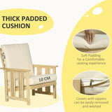 Patio Furniture Set, Wood Outdoor Patio Chair with Ottoman, 2 Piece Cushioned Outdoor Lounge Chair, W2225142509