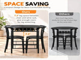 (85x60x76cm) Black Wood Grain PVC Black Painted Breakfast Table and Chair Set 79581060
