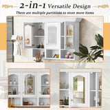 47" Wall Mounted Bathroom Cabinet with Mirror, Cabinet with 3 Adjustable Shelves and 3 Open N710P264268K