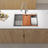 33x22x10"Drop-in Single Bowl Stainless Steel Kitchen Sink with Workstation W2898P228909