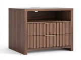 Nightstand, Dark Brown, Honeycomb Board MDF, 60*39.5*64cm, 2 Drawers with Upper Compartment 38899586