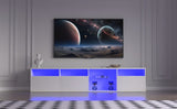 TV Console with Storage Cabinets, 82.6 Inch Long LED TV Stand with Full RGB Color Selection, 31 W1701P194965