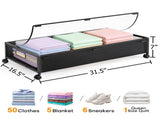 Under Bed Storage Containers with Wheels, 2 Pack Underbed Shoe Storage Organizer with Clear Lids, 60715842