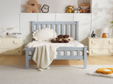 Twin Single-Layer Wooden Bed Vertical Decorative Strips Curved Headboard and Footboard Bed Frame 19973764