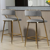 SET OF 2,26'' Counter height bar stools Corduroy kitchen island counter bar stool with back,golden W2215P195292