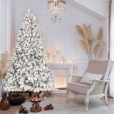 5FT Flocked Christmas Tree with 300 UL Lights and 27 Natural Pine Cones Snowy PVC Tips, 600 Tips, T3637P339740