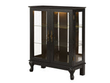 Curio Cabinet with Tempered Glass Doors, Lighted Display Cabinet with Mirrored Back Panel & 39908400