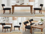 064-Set of 2 Linen Fabric Modern Armless Dining Chairs With Curved backrest and Solid Wooden Legs 32175653
