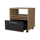 Natural Oak Nightstand with a Drawer and Open Storage B062P290236