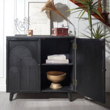 Modern Black Wood Storage Cabinet, 31in Accent Cabinet with Embossed Door for Living Room, Bedroom, W2729P239176