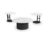 Coffee Table Set of 3, Modern Nesting Tables with Faux Marble Top and Metal Legs, Round 66759976