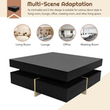 ON-TREND Modern High Gloss Coffee Table with 4 Drawers, Multi-Storage Square Cocktail Tea Table with WF314582AAB