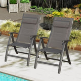 Patio Folding Chairs Set of 2,Padded Textilene Fabric Seat W1859P321619
