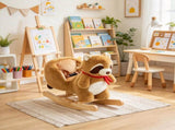 Plush Raccoon Rocking Horse for Kids, Ride-On Toy with Realistic Sounds and Safety Belt, Brown 62319020