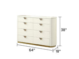 La Pierre Modern Style 8- Drawer Dresser Made with Wood and Gold Accents in Beige G150108844