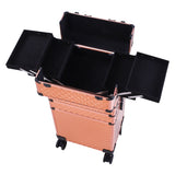 ZNTS 4-in-1 Draw-bar Style Interchangeable Aluminum Rolling Makeup Case-Rose Gold 70986434