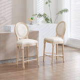 French Country 26'' Height Bar Chairs Set of 2, Upholstered Chairs with Round Back, Wire drawing and W3426P324574