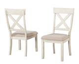 Prato Wood Cross Back Upholstered Dining Chairs, Set Of 2, Antique White T2574P164556