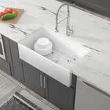 30 x 20 inch ceramic Farmhouse Apron-Front Kitchen Sink Single Bowl White JY285R