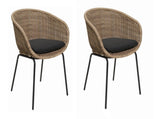 Outdoor Wicker Rattan Bucket Chair with Cushion - Set of 2 Weather-Resistant Patio Chair W3990P464935