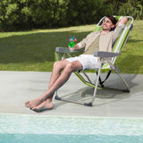 63*70*99cm Heightened Oxford Cloth Silver White Aluminum Tube Bearing 100kg Beach Chair Green 51900135