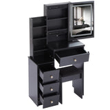 Small Size Left Bedside Cabinet Vanity Table Cushioned Stool, 2 AC2 USB Power Station, Hair dryer W936P202471