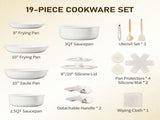 19-Piece Cookware Set, 5 Pots and 2 Lids, Removable Handles, Non-Stick Aluminum Pots and Pans, 91408712