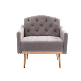 ZNTS COOLMORE Modern Accent Chair with Arms, Tufted Decorative Fabric Armchair with Gold Metal Legs, W39537936