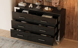 Elegant High Gloss Dresser with Metal Handle,Mirrored Storage Cabinet with 6 Drawers for N733P205355B