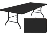 6 Foot Folding Table,Fold-in-Half Plastic Table,Indoor Outdoor Picnic Party Dining Camp Tables,Black 51841094