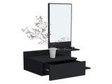 Vienna 23.6" Wide 3-Tier Shelf Floating Mirror Console Table, Full Extension Drawer Black B070P242499