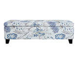 Luxury Storage Ottoman with Floral Patterned Fabric, Soft-Close Hinges, Multi-Functional Footrest & N767P257582M