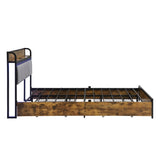 King Size Bed Frame, Storage Headboard with Charging Station and 4 Storage Drawers,LED Lights , W2297P291441