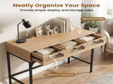 35.5" Narrow Console Table with LED Lights & Power Station, 3-Drawer Entryway Sofa Table with 08284506