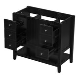 ZNTS 36" Bathroom Vanity without Sink, Cabinet Base Only, One Cabinet and three Drawers, Black WF306244AAB