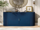 U_STYLE 55.1" Modern Storage Cabinet 2 Doors & 2 Drawers, Stripe MDF Sideboard with Aluminum N711P345168V