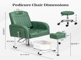 Green Pedicure Chair, PVC Upholstery with Iron Frame, Manual Recline, Equipped with Footrest & Foot 28129730
