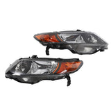 ZNTS 2pcs Front Left Right Headlights for Honda Civic 2006-2011 2dr Coupe Models Only Black 91407748