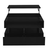 U-Can Lift-Top Coffee Table with 2 Drawers, Modern Square Coffee Table with Glass Top and High-Gloss N724P290043B