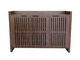 Walnut Entryway Shoe Storage Cabinet with Slatted Doors, Modern Wooden Hallway Console Table with W3417P524604