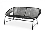 CONDESSA OUTDOOR PATIO WICKER LOVE SEAT, BLACK PE RATTAN & IRON FRAME, SET OF 1 N775P423051B