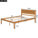 ZNTS Platform Bed Frame with Headboard, Wood Slat Support, No Box Spring Needed, Full, Oak WF212812AAN