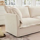 Slip-covered Armchair with 1 Big Back Cushion and 2 Big Toss Pillows, Single Deep Seat Comfy Single W3041P240107