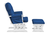 Mason Glider and Ottoman White Wood and Navy Fabric B022P174718
