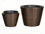 2-Piece PP Rattan Planter Set, 15 & 12 Tapered Square Flower Pots with Built-in Inner Pots & 21574417