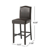 Barstools Set of 2, Counter Height Upholstered Bar Stools for Kitchen Island, Dark Brown Rubberwood N779P254675B