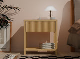Bamboo Bedroom Nightstand with Charging Station, 2 Tier End Table, Bamboo Bedside Table with USB W2207P504489