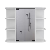 Milan Medicine Cabinet, Six External Shelves Mirror, Three Internal Shelves -White B20091958